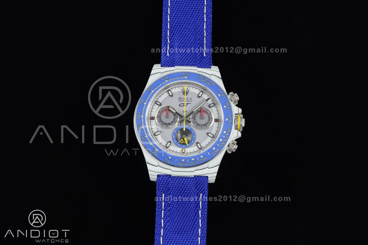 Daytona DIW White Carbon GT Blue SONIC 1:1 Best Edition White Dial on Blue Nylon Strap SA4130